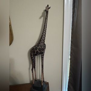 Teak wood giraffe decor